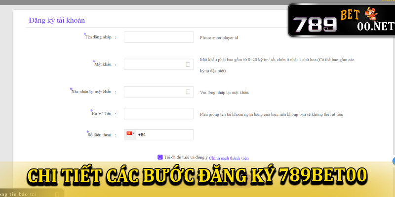 Chi tiết về các bước thực hiện đăng ký 789bet00